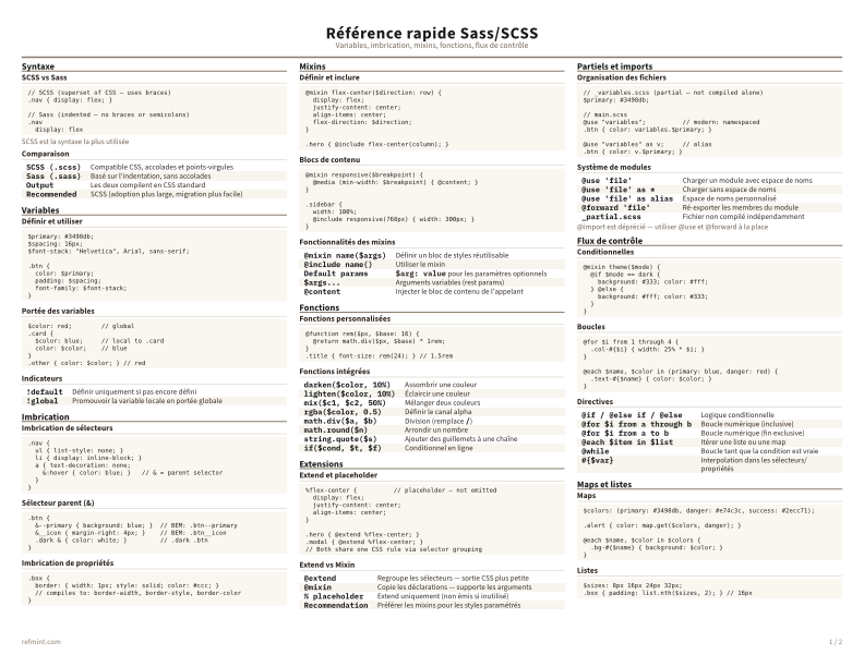 Référence rapide Sass/SCSS Couleur thumbnail