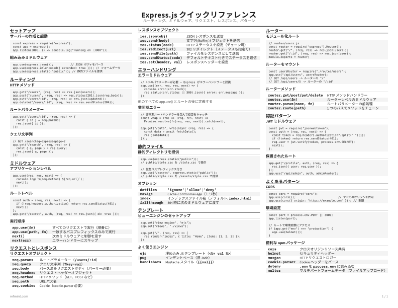 Express.js クイックリファレンス 標準 thumbnail