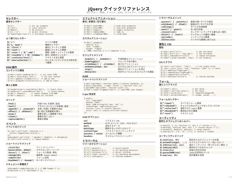 jQuery クイックリファレンス カラー thumbnail