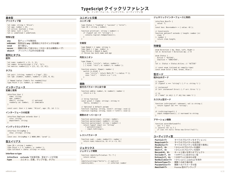 TypeScript クイックリファレンス カラー thumbnail