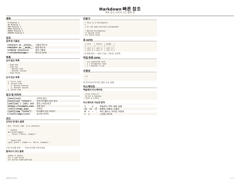 Markdown 빠른 참조 컬러 thumbnail