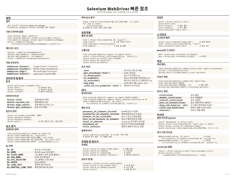 Selenium WebDriver 빠른 참조 컬러 thumbnail