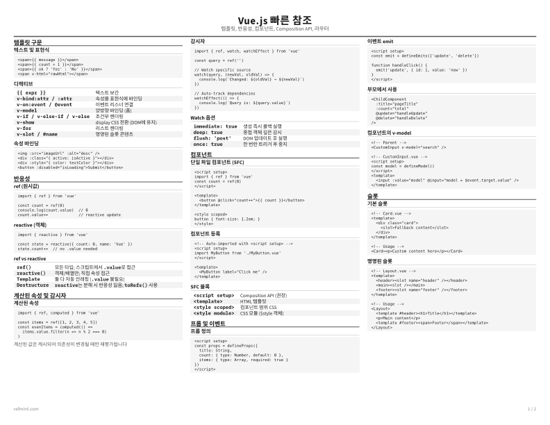 Vue.js 빠른 참조 표준 thumbnail