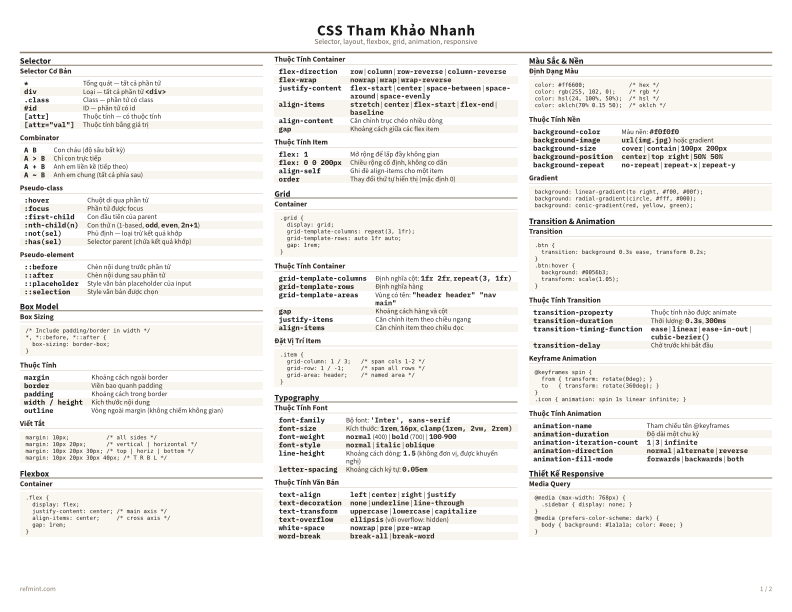 CSS Tham Khảo Nhanh Màu sắc thumbnail
