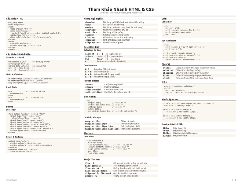 Tham Khảo Nhanh HTML & CSS Màu sắc thumbnail