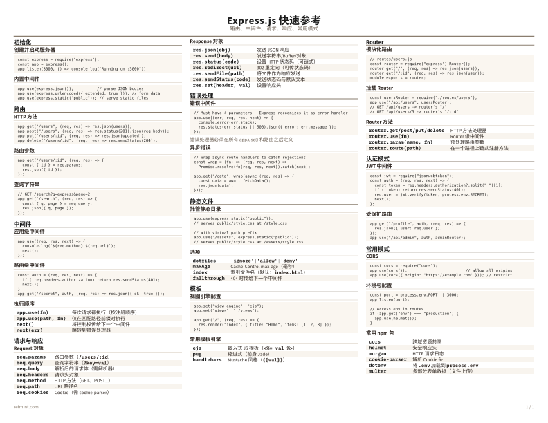 Express.js 快速参考 彩色版 thumbnail