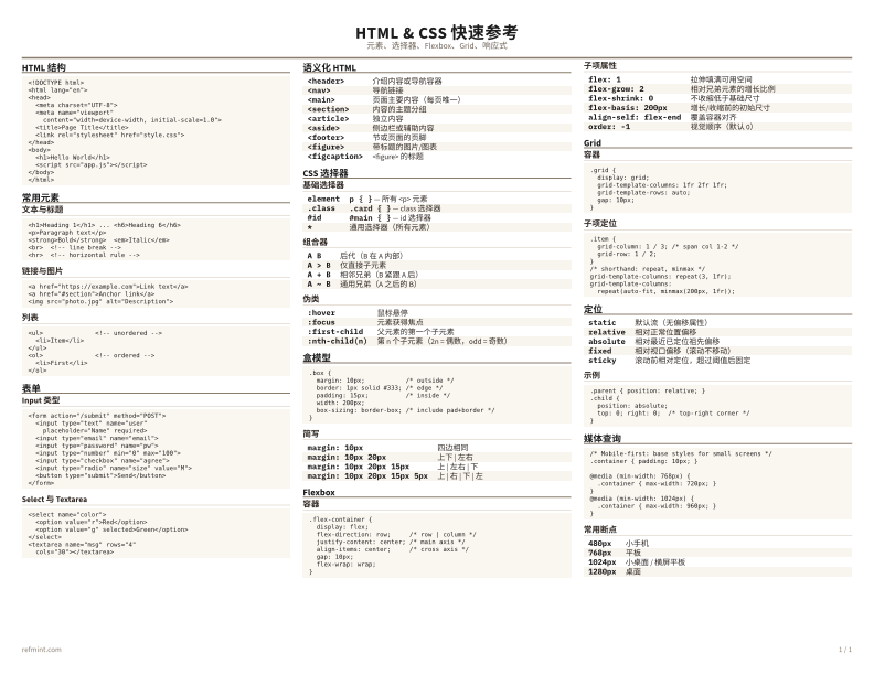 HTML & CSS 快速参考 彩色版 thumbnail