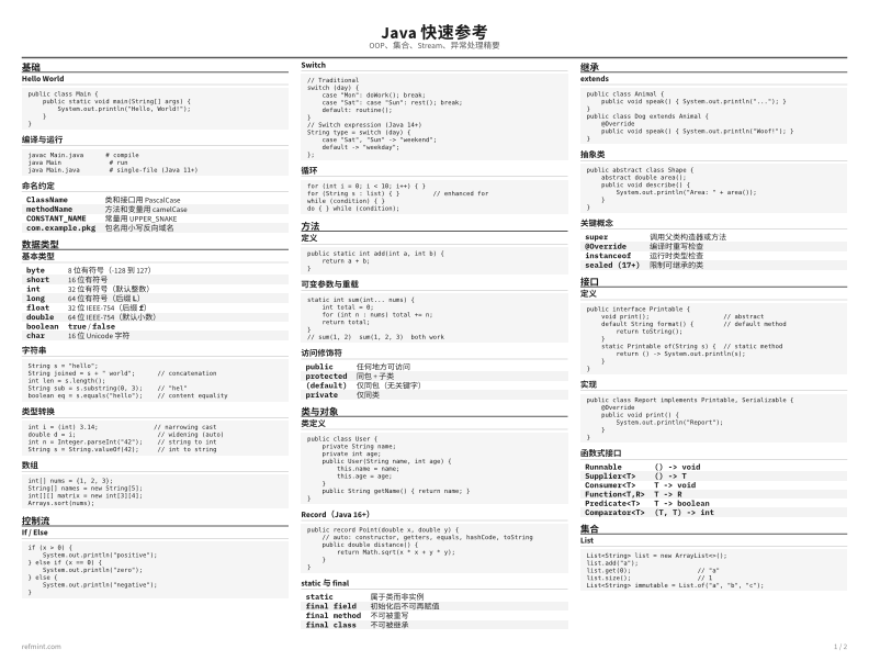 Java 快速参考 标准版 thumbnail