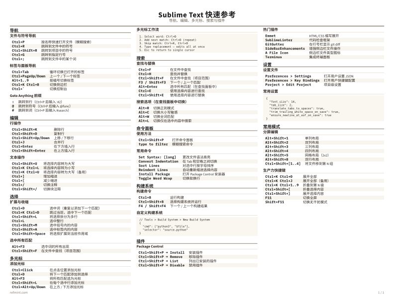 Sublime Text 快速参考 彩色版 thumbnail