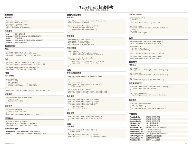 TypeScript 快速参考 彩色版 thumbnail