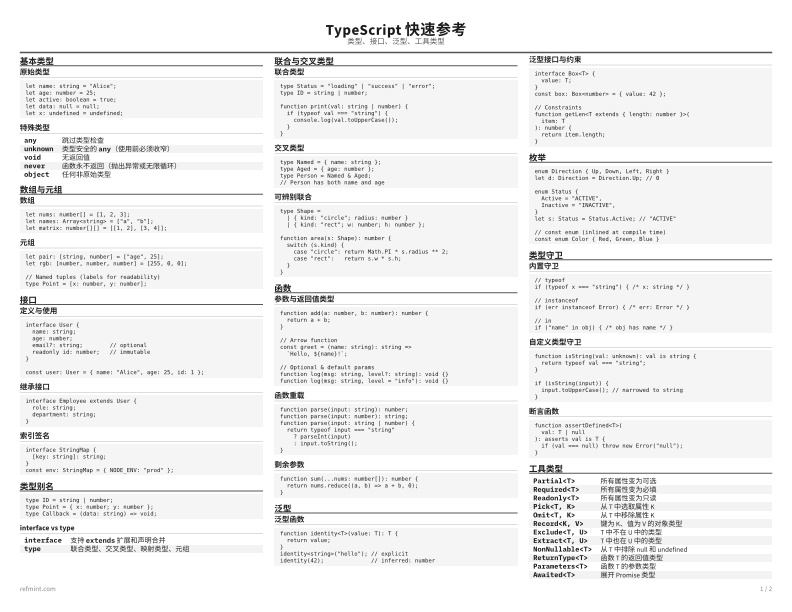 TypeScript 快速参考 标准版 thumbnail